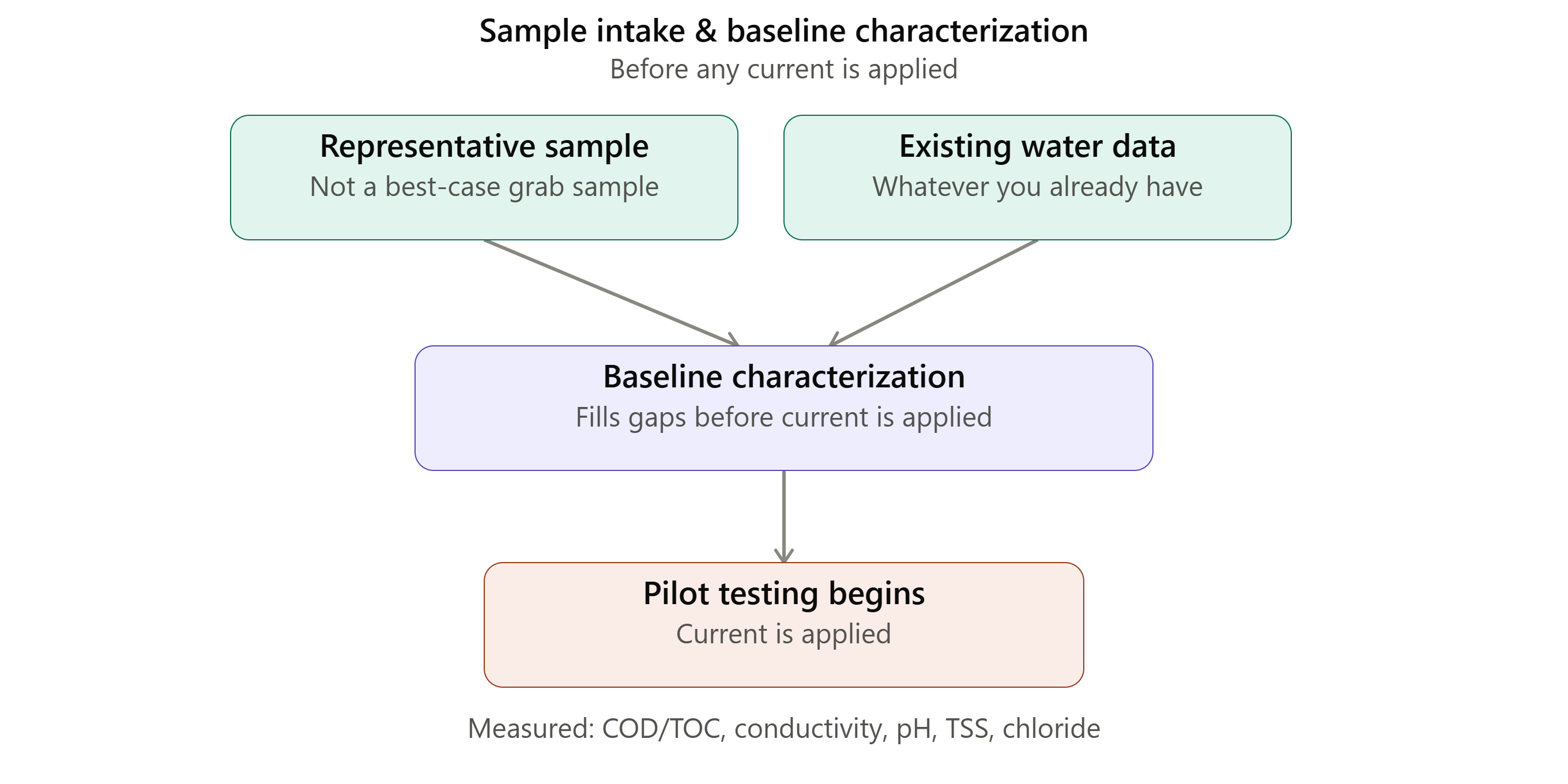 sample intake and baseline characterizations with pilot test