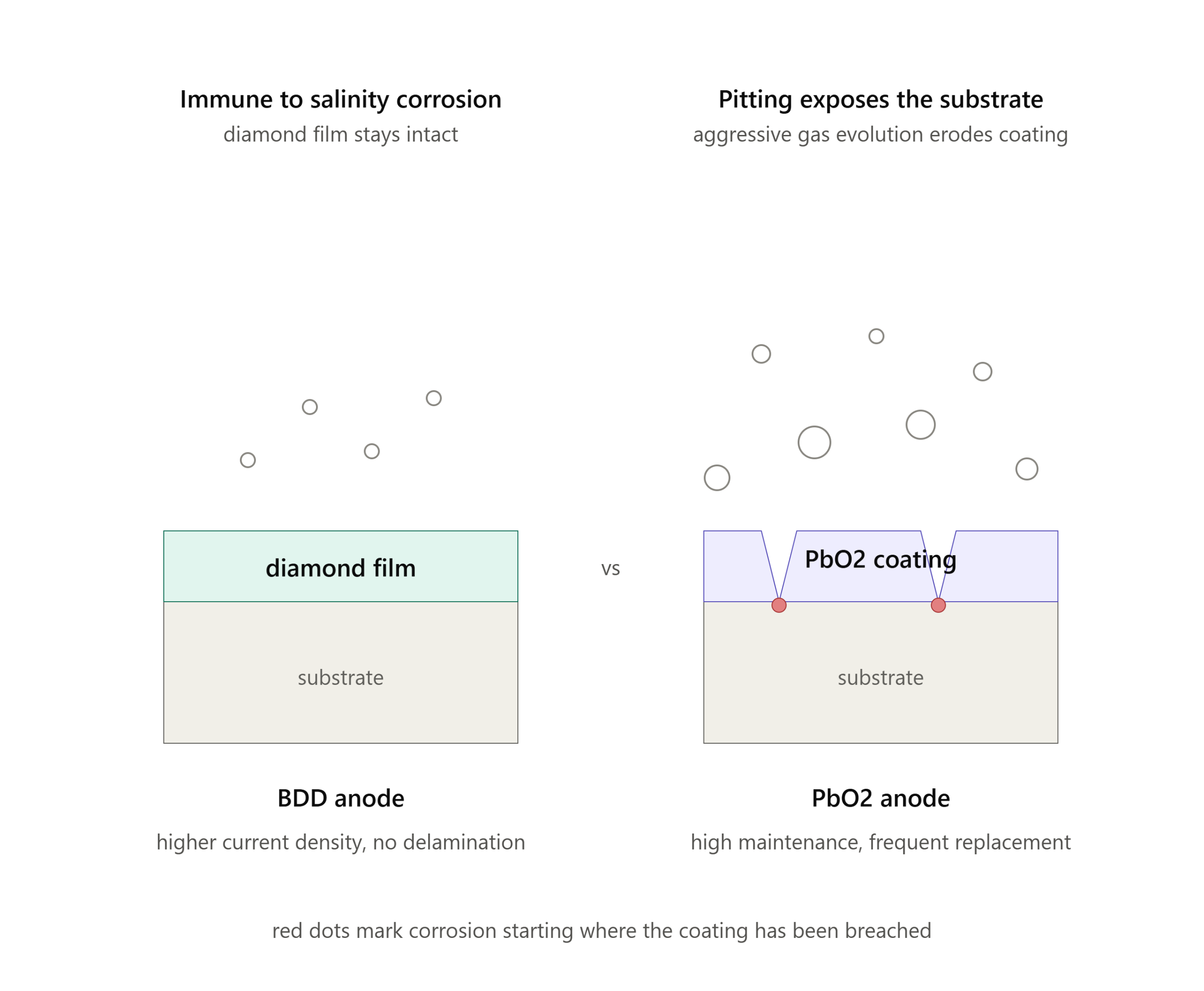 bdd anode vs lead dioxide electrode in high salinity water matrixs